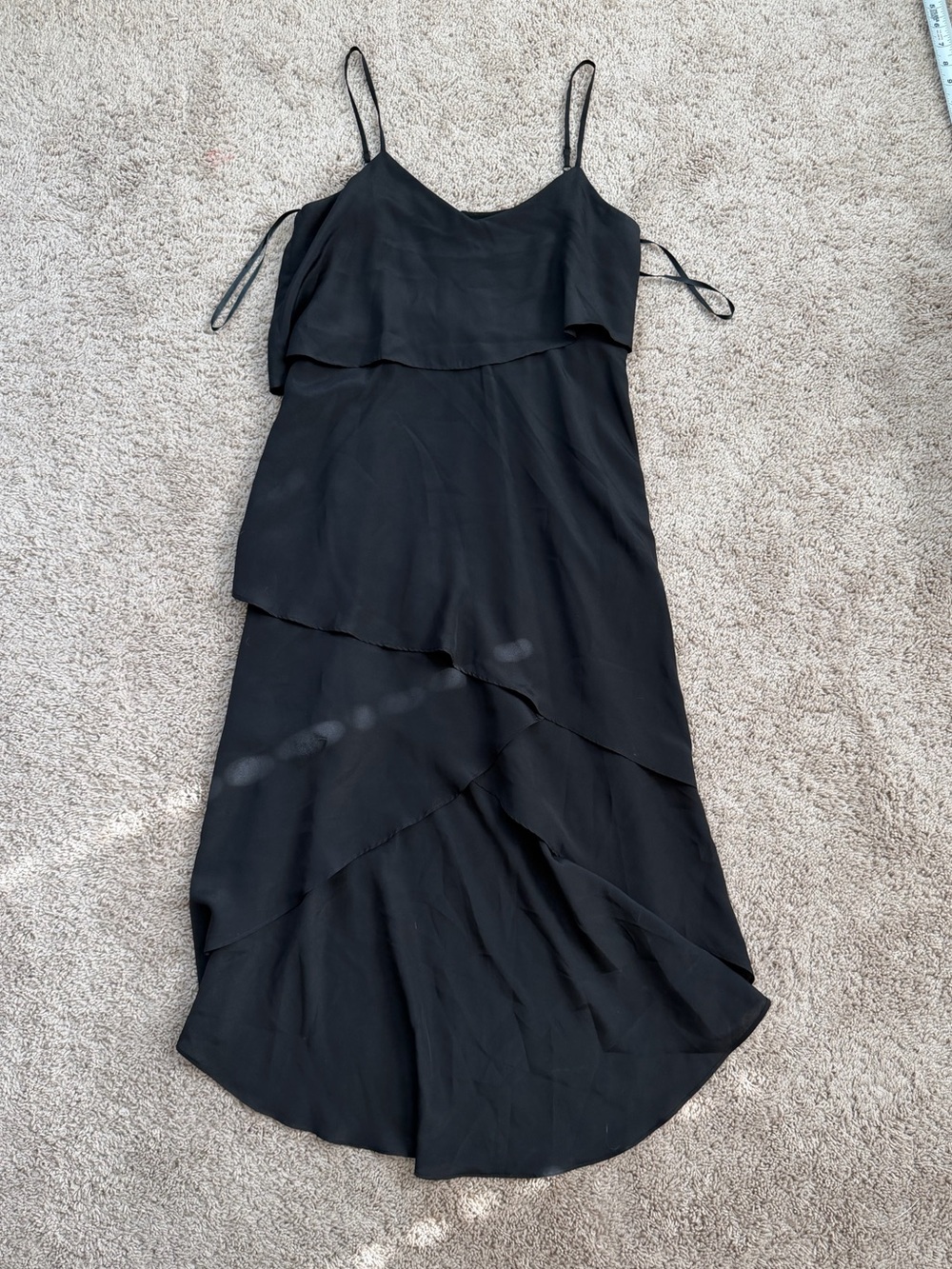 BCBG Paris Black Layered Maxi Dress Sleeveless Spaghetti Strap Size S